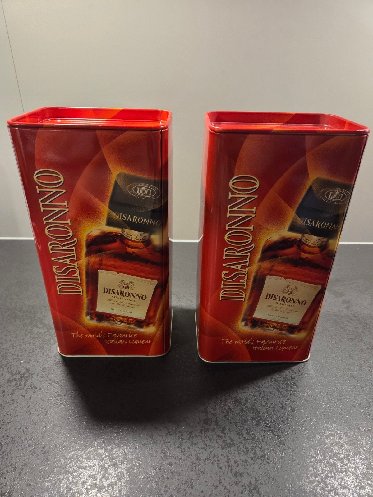 Disaronno blikken - set van 2, Verzamelen, Ophalen of Verzenden, Zo goed als nieuw, Overige, Overige merken