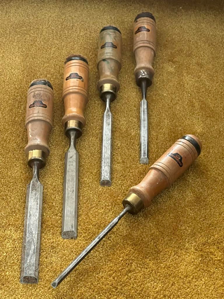 Vintage Noooitgedagt 5 /houtbeitels - diverse maten, Ophalen of Verzenden