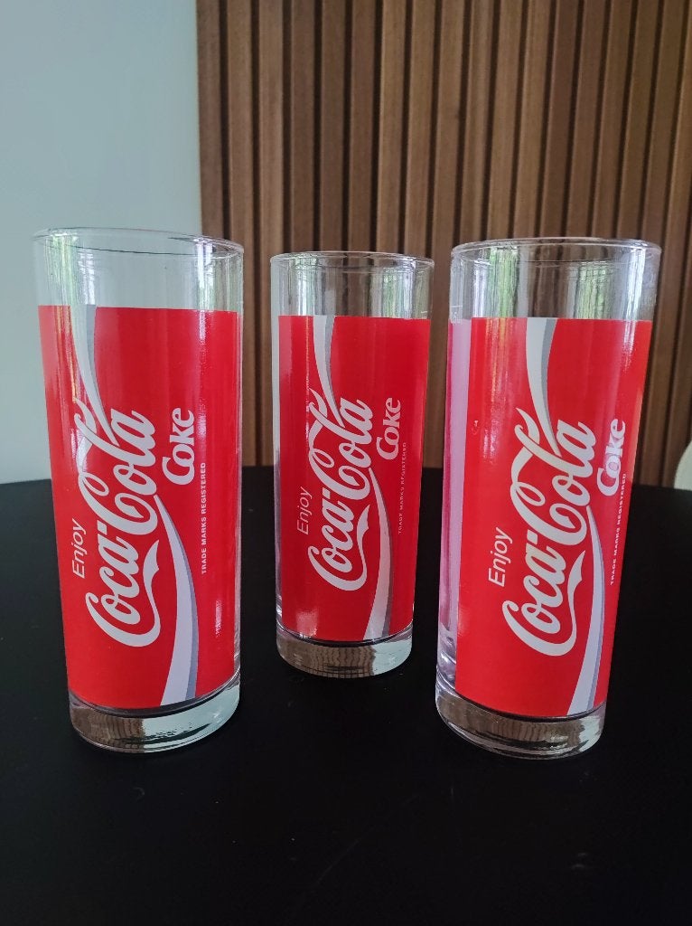 Vintage Coca Cola glazen 0,5 liter, Ophalen of Verzenden, Zo goed als nieuw, Frisdrankglas