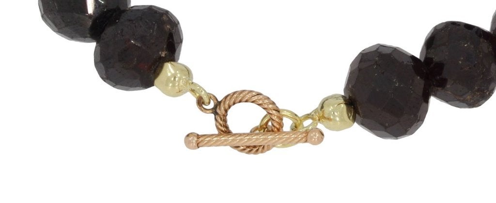 Granaat antieke armband fraai 14k gouden kapitel slot, Verzenden, Goud, Armband, Met edelsteen