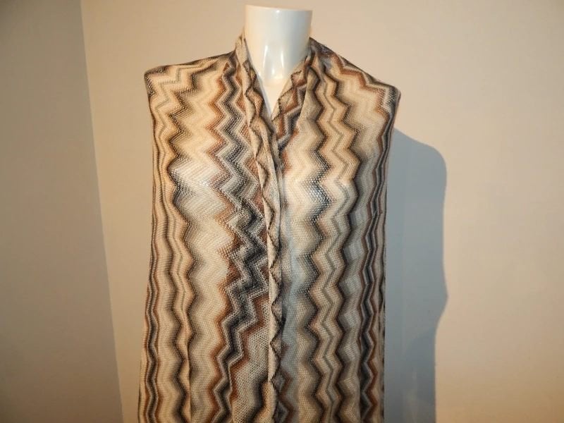 Missoni gebreide shawl aztec print franjes rustige tinten, Verzenden, Maat 46/48 (XL) of groter, Missoni, Sjaal