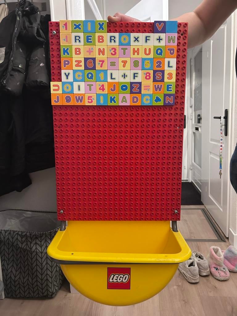 Vintage Duplo wandbord met opvangbak en letters/cijfers, Ophalen, Gebruikt, Complete set, Duplo