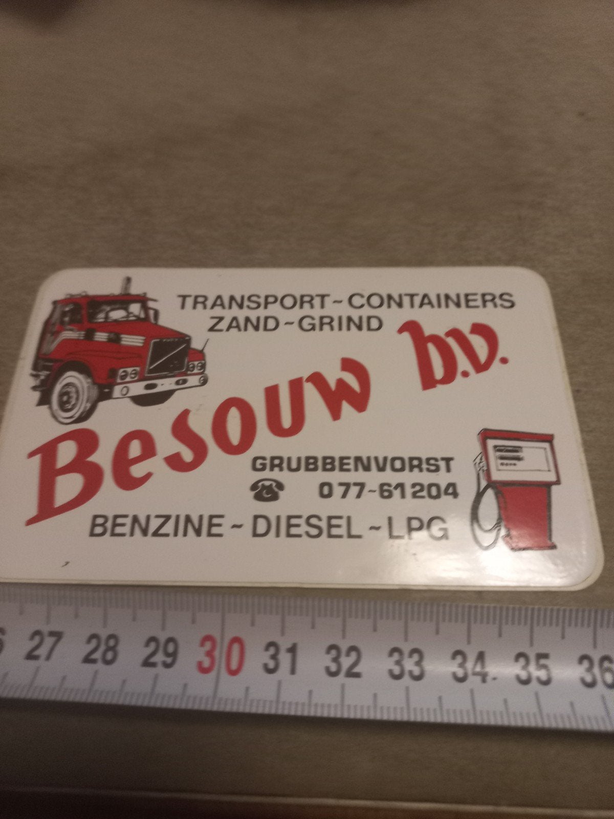 Vintage Besouw bv Reclame Sticker - Transport & Brandstoffen, Ophalen of Verzenden, Gebruikt