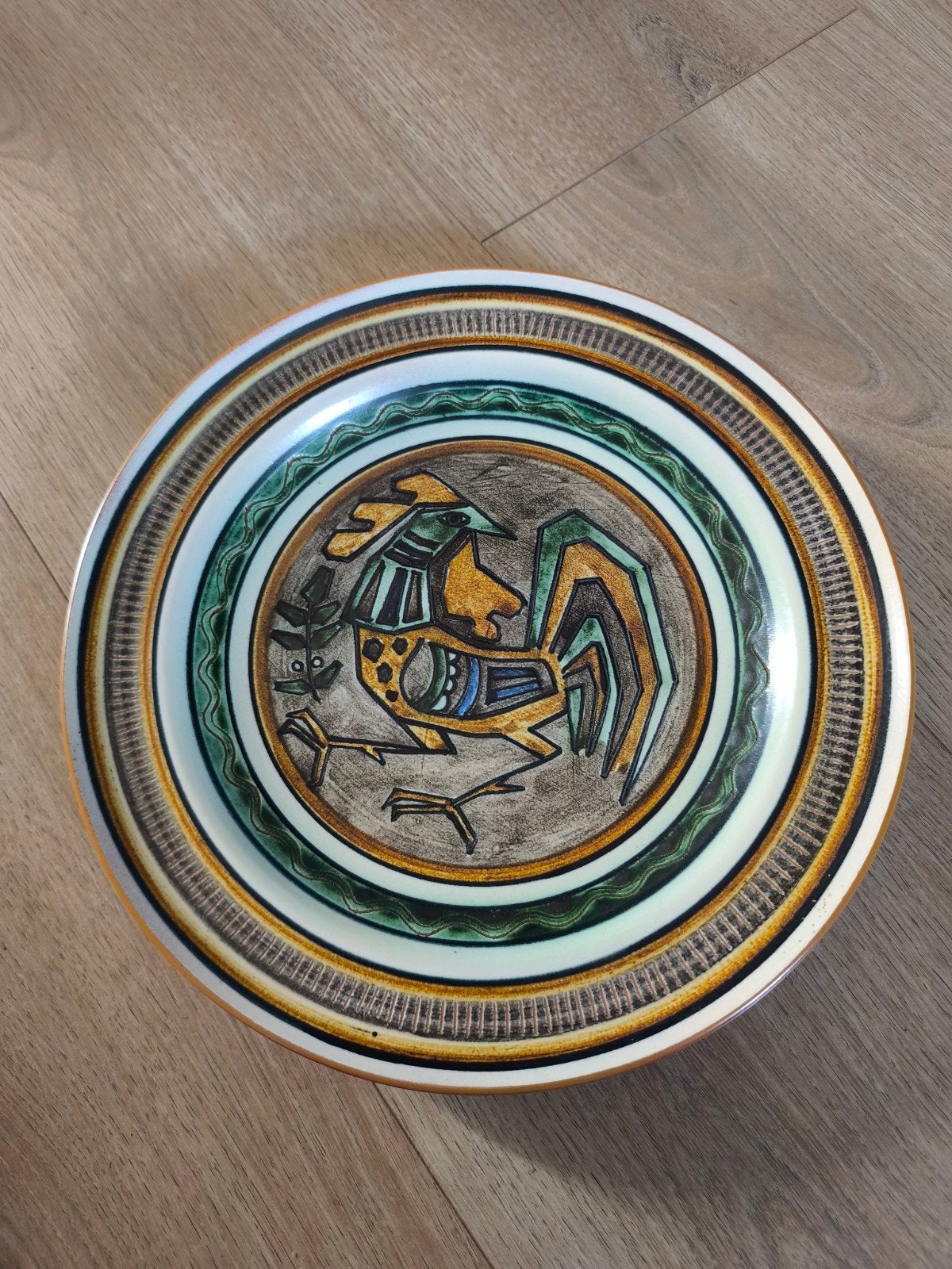 Vintage Keramiek Wandbord Russel Tiglia Tegelen Haan 30,5 cm, Ophalen of Verzenden
