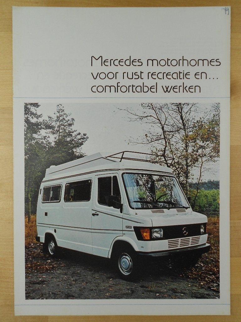 Mercedes 207D 208 Mercavan 305 335 Camper Brochure 1980 207, Zo goed als nieuw, Mercedes-Benz, Mercedes, Ophalen of Verzenden