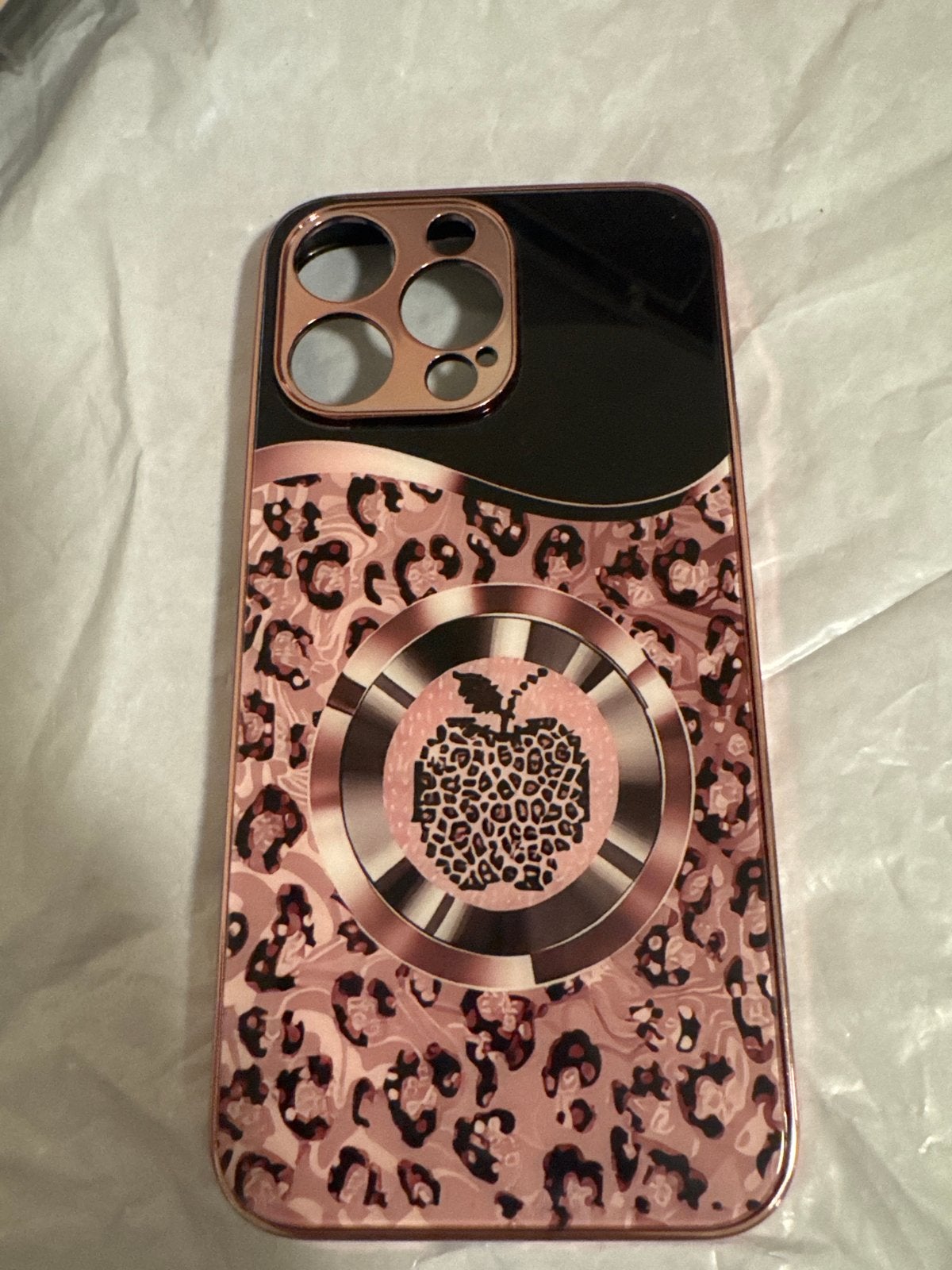 Luxe Leopard Print iPhone Hoesje - Roségoud, Telecommunicatie, Kunststof, Nieuw, Hoesje of Tasje, Ophalen of Verzenden