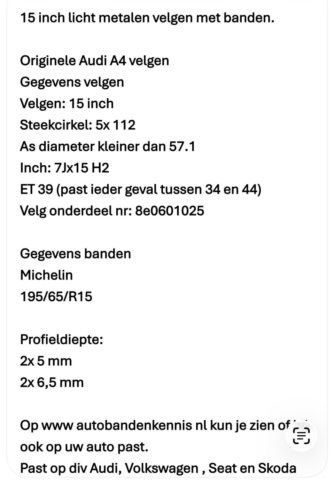 Audi banden, Huis en Inrichting, Ophalen, Gebruikt, Metaal, E14 (klein)