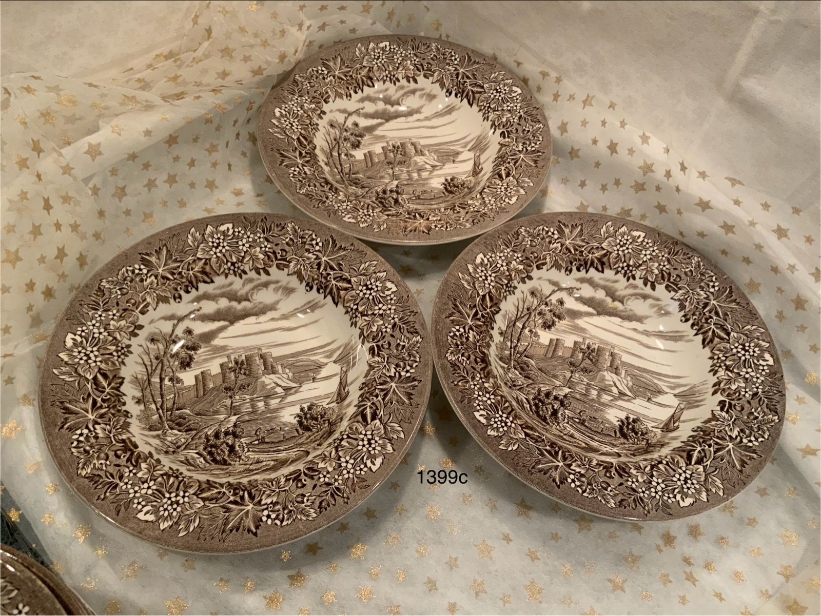 3 Staffordshire onderglazuur Engelse ironstone borden, Antiek en Kunst, Ophalen of Verzenden
