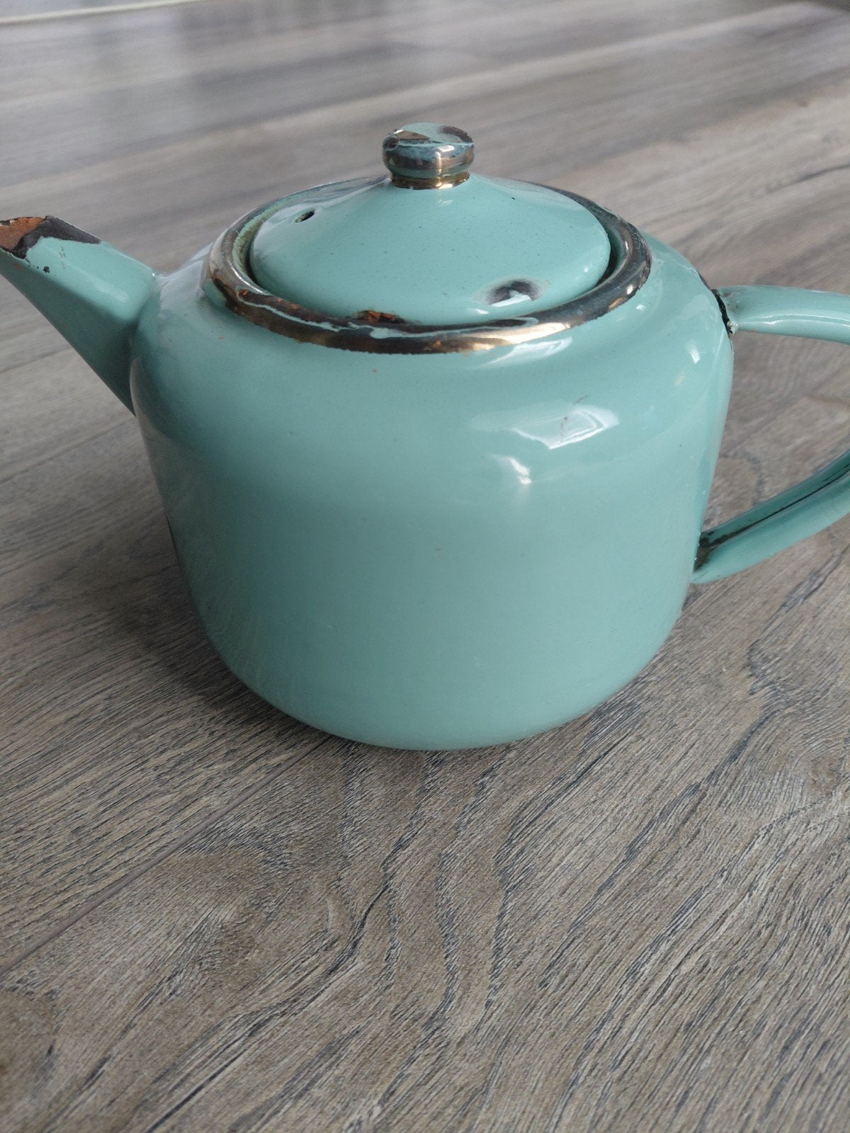 Vintage geëmailleerde theepot - lichtblauw, Ophalen