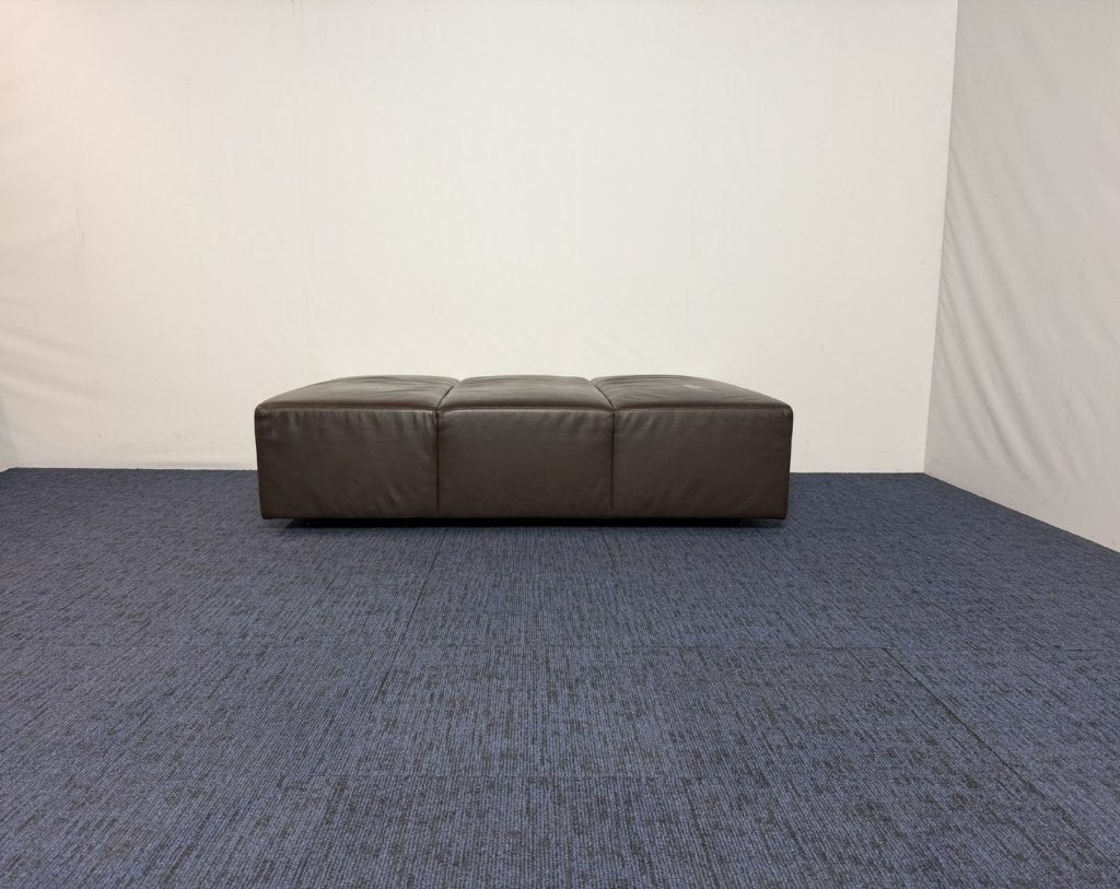 Vintage Walter Knoll Hocker/poef, donkerbruin leder, Ophalen, Gebruikt, 125 cm of meer, Leer