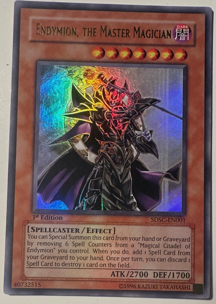 Yu-Gi-Oh! Endymion, the Master Magician SDSC 1st Edition !, Ophalen of Verzenden, Gebruikt, Losse kaart, Foil