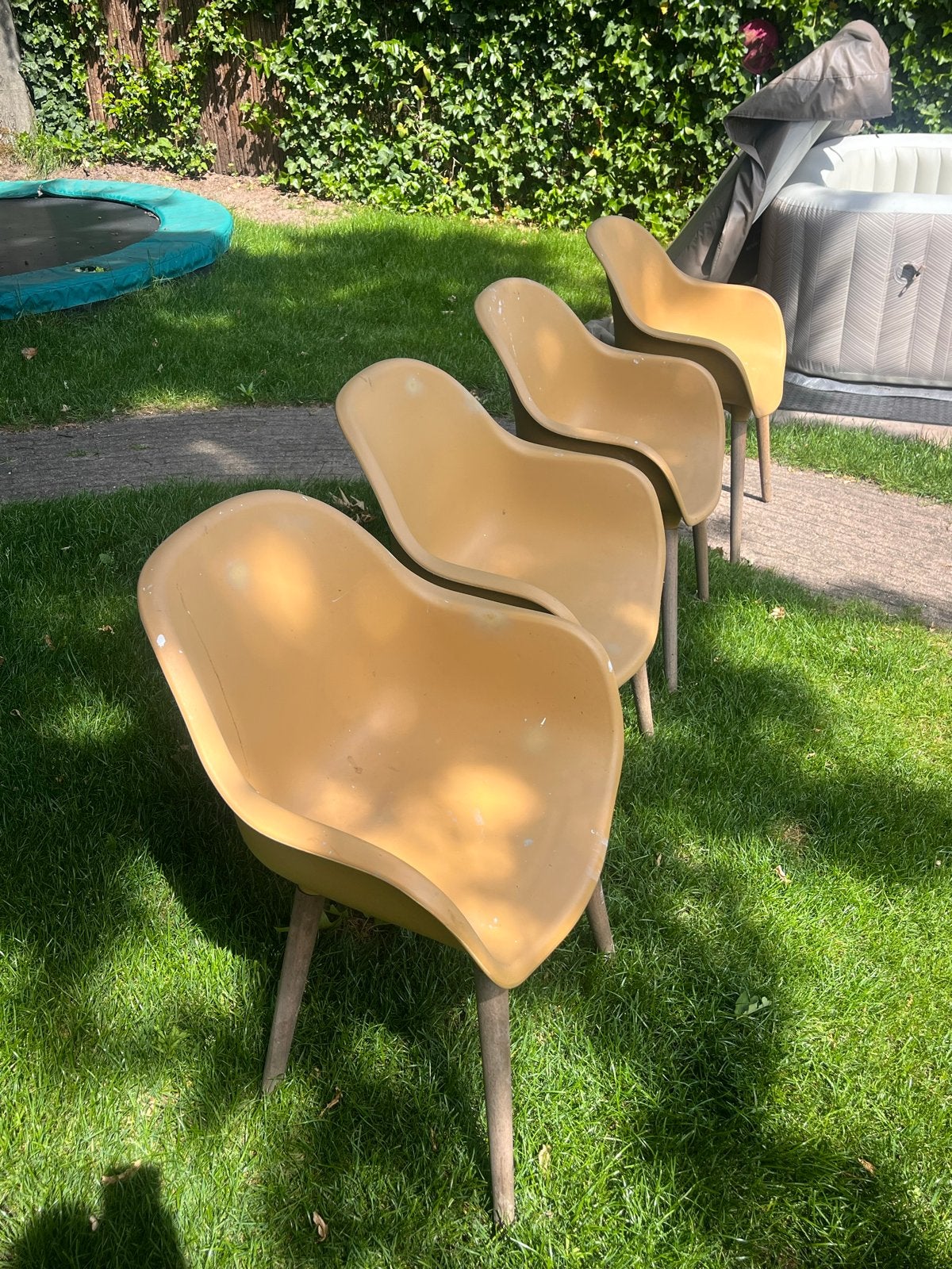 Kwantum tuinstoelen okergeel - set van 4, Ophalen, Gebruikt, Kunststof