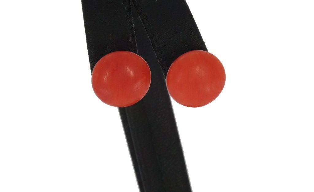 Fraai set 14k gouden oorbellen bloedkoraal grote kraal retro, Sieraden, Tassen en Uiterlijk, Ophalen of Verzenden, Goud, Oorbellen