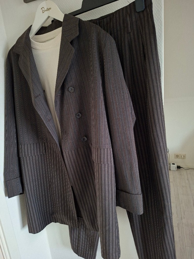Lange elegante blazer met pantalon (38), Kleding | Dames, Maat 38/40 (M), Kostuum of Pak, Thomas, Bruin