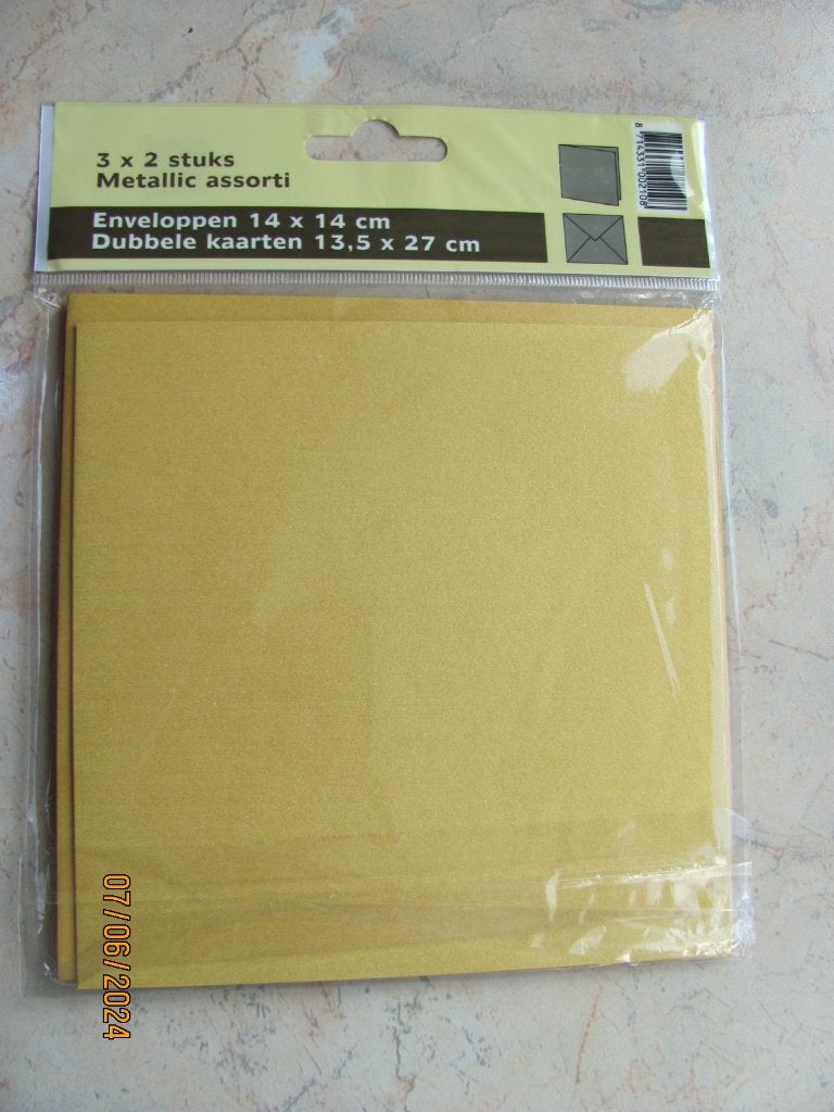NIEUW dubbele KAARTEN set ENVELOP papier METALLIC gekleurd, Ophalen of Verzenden, Nieuw, Overige thema's, Blanco kaart of Basiskaart