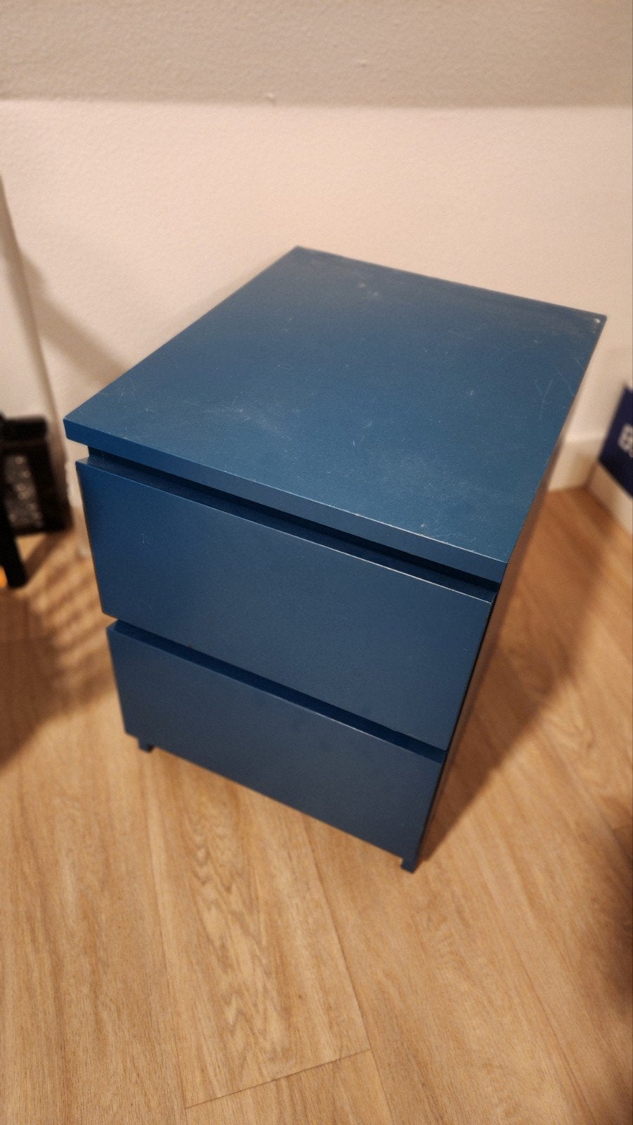 Ikea malm nachtkastje blauw, Gebruikt, Minder dan 45 cm, Ophalen of Verzenden, Minder dan 55 cm