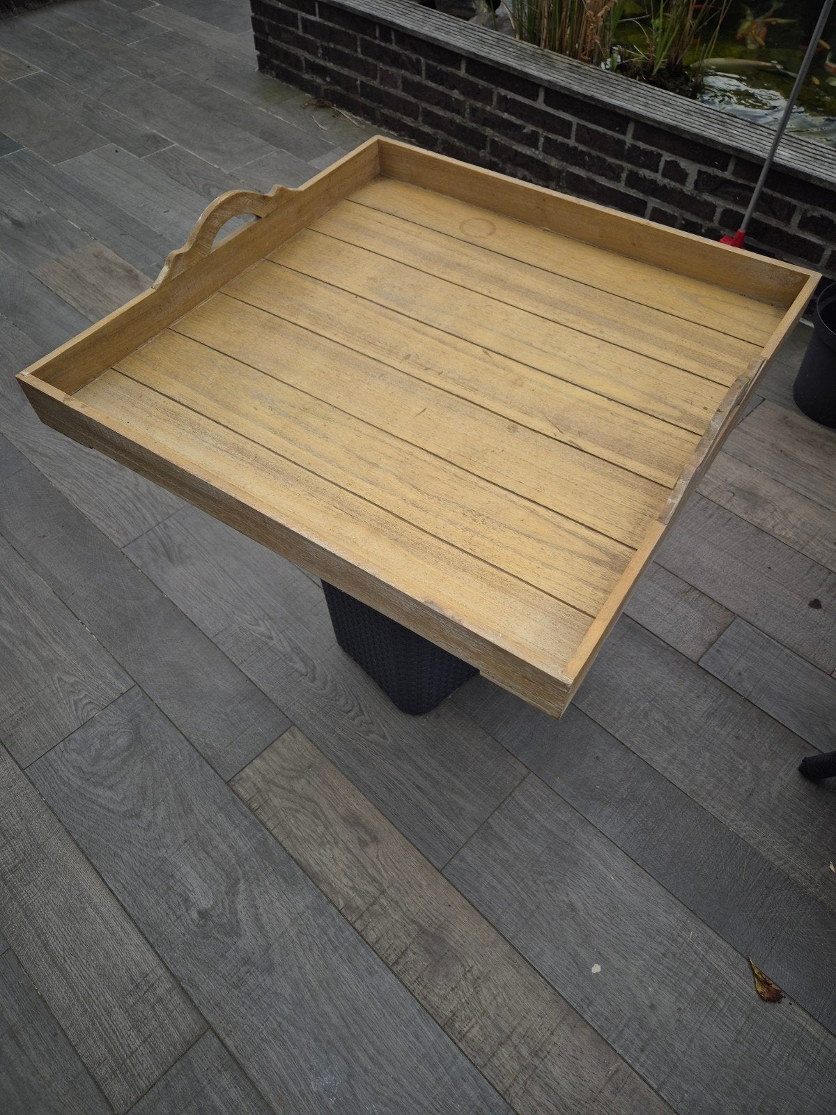 Houten dienblad met handvatten, Huis en Inrichting, Woonaccessoires | Dienbladen, Gebruikt, Ophalen of Verzenden, Dienblad, Met opstaande rand