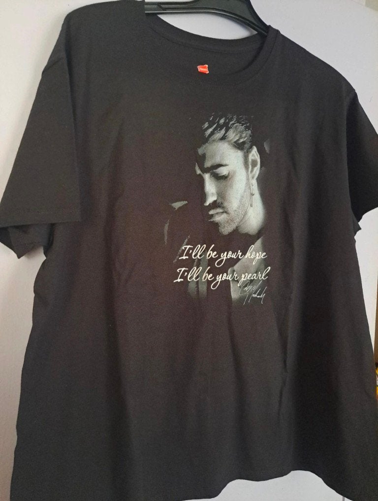 Hanes George Michael T-shirt - Zwart - Maat XL, Verzenden, Zwart, Maat 56/58 (XL), Zo goed als nieuw