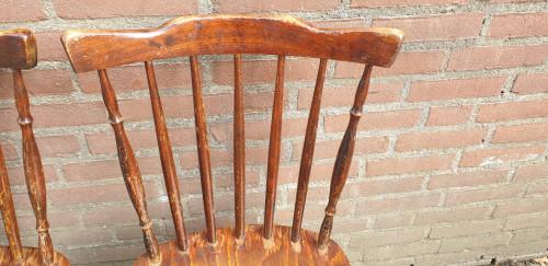 stoelen met spijlen retro van hout 2 stuks, Ophalen of Verzenden