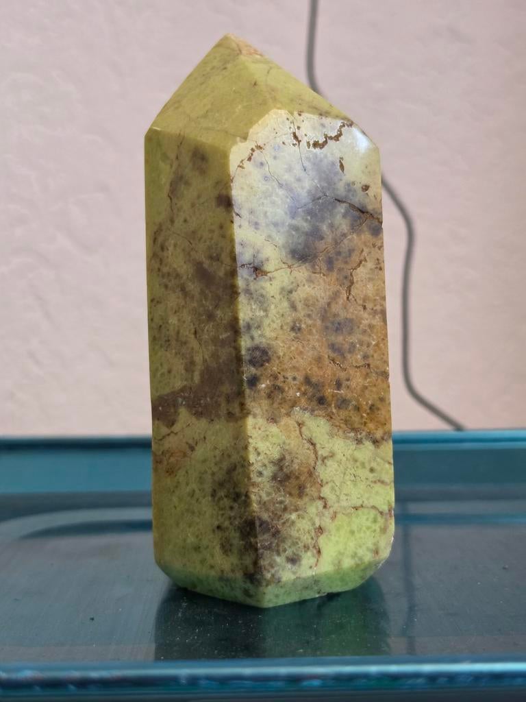Serpentijn Obelisk - 15 cm, 840 gram, Ophalen of Verzenden, Gebruikt
