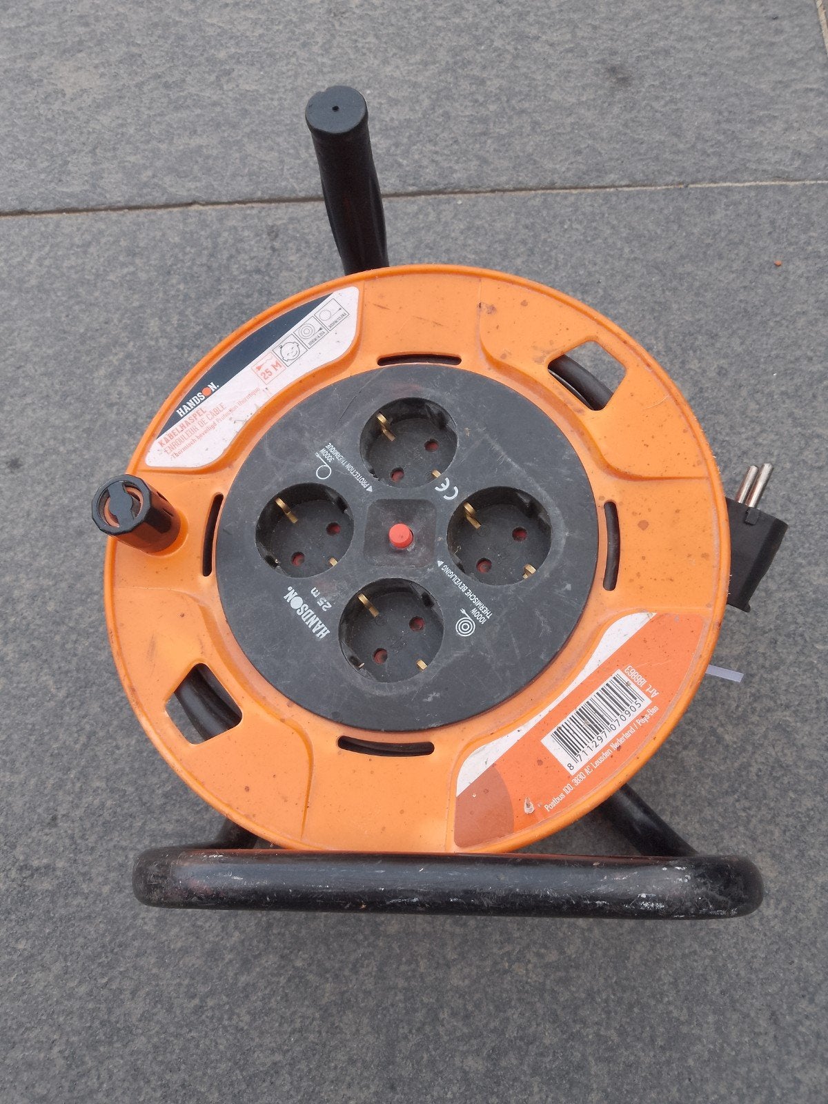 HandsOn Kabelhaspel 25m - Oranje, Ophalen of Verzenden, Gebruikt, Overige merken, Kabelhaspel
