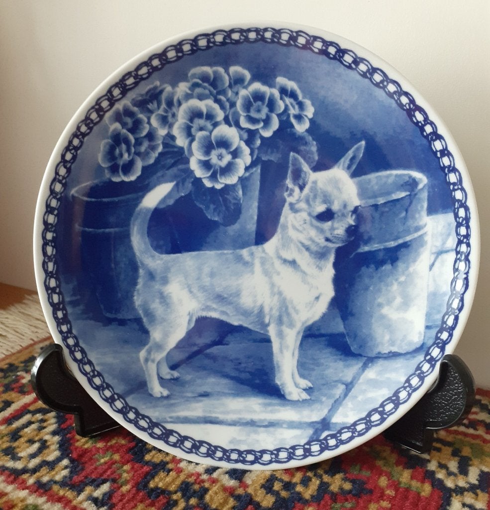 Chihuahua delfts blauw bordje ., Ophalen, Zo goed als nieuw