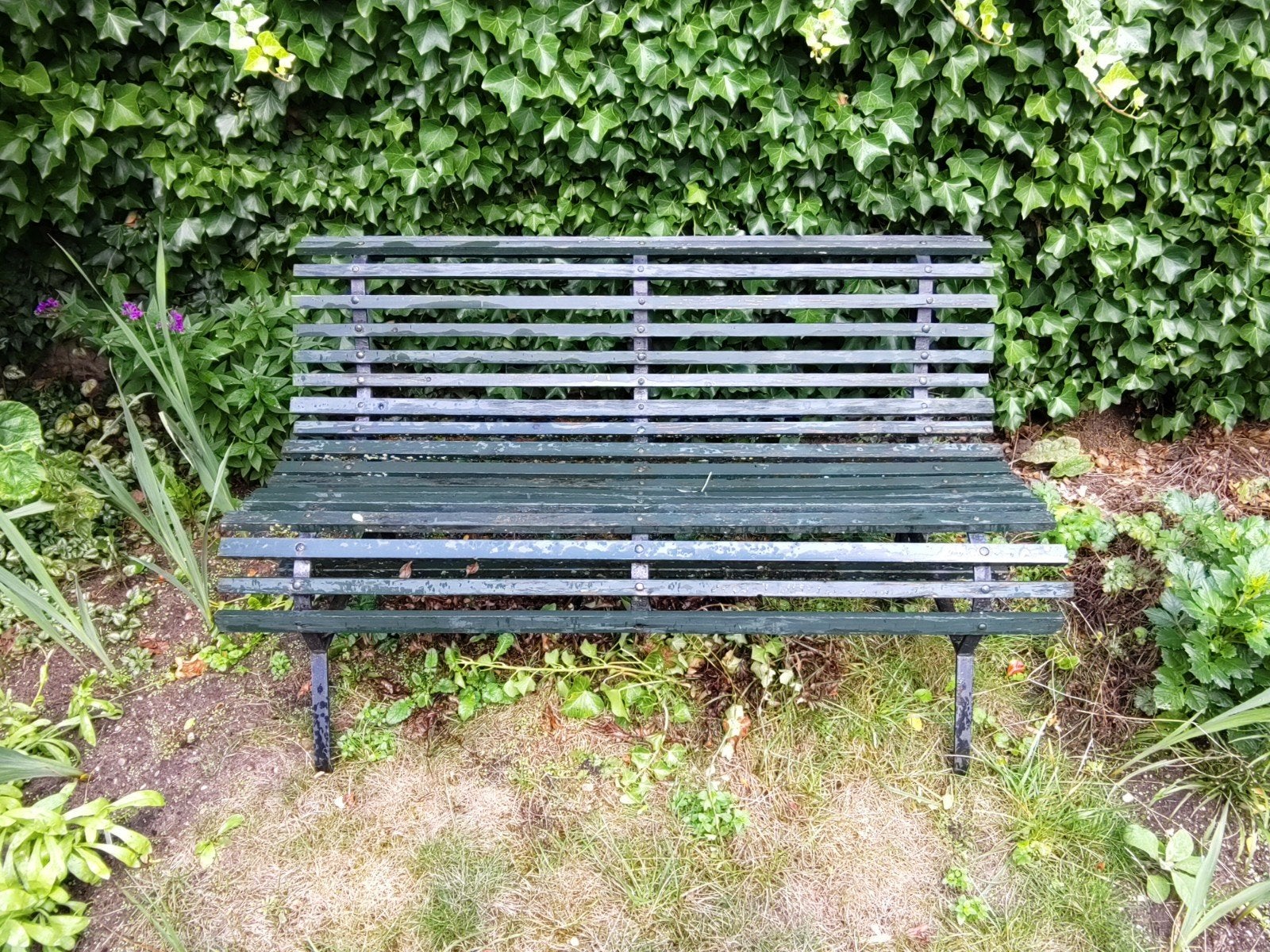 Houten tuinbank - Groen, Ophalen, Gebruikt, Hout