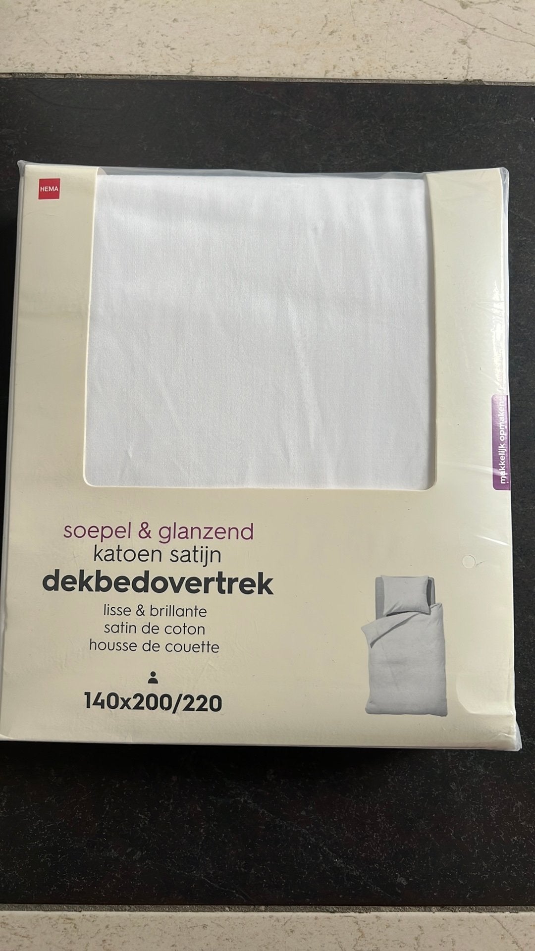 Dekbedovertrek hema katoen satijn NIEUW 140*200/220, Eenpersoons, Wit, Dekbedovertrek, Katoen