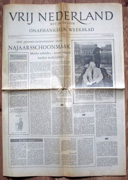 Simon Carmiggelt in Vrij Nederland - 6 november 1948., Verzenden, Gelezen