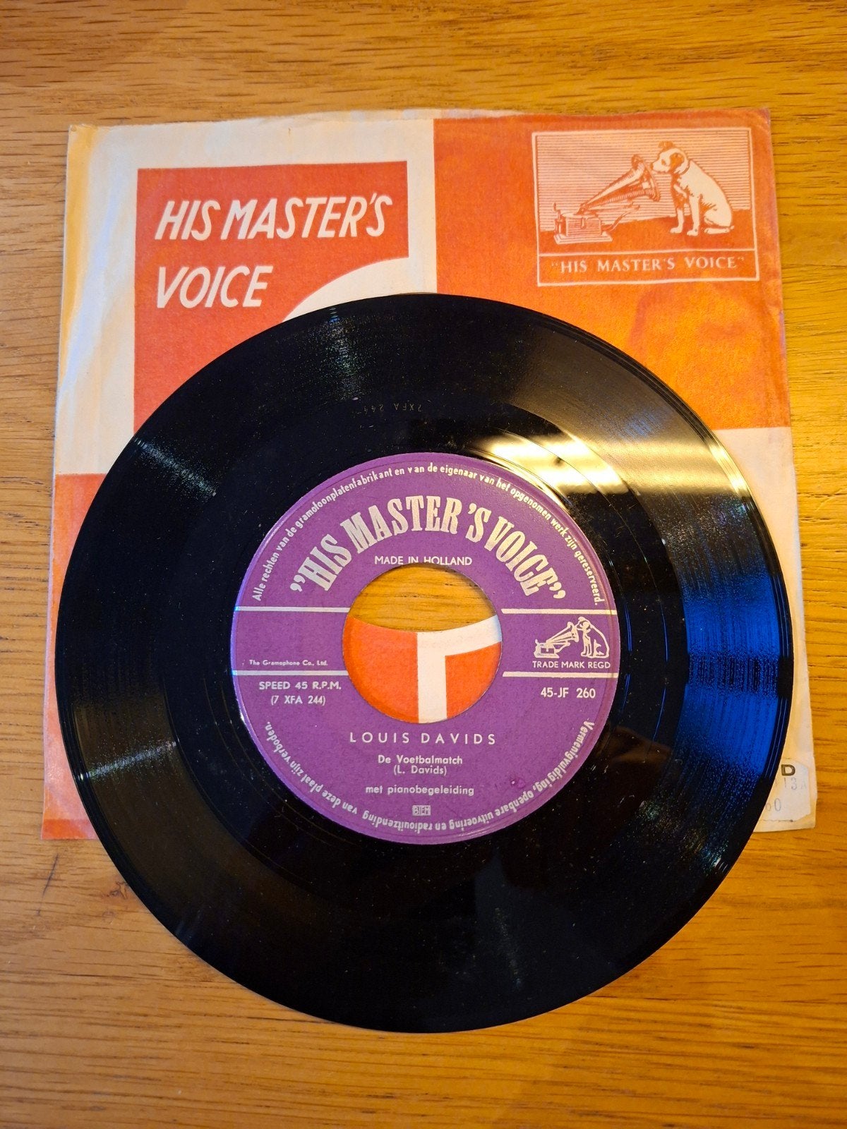 Louis Davids - De Voetbalmatch (His Master Voice 45-JF 260), Gebruikt, 7 inch, Ophalen of Verzenden, EP