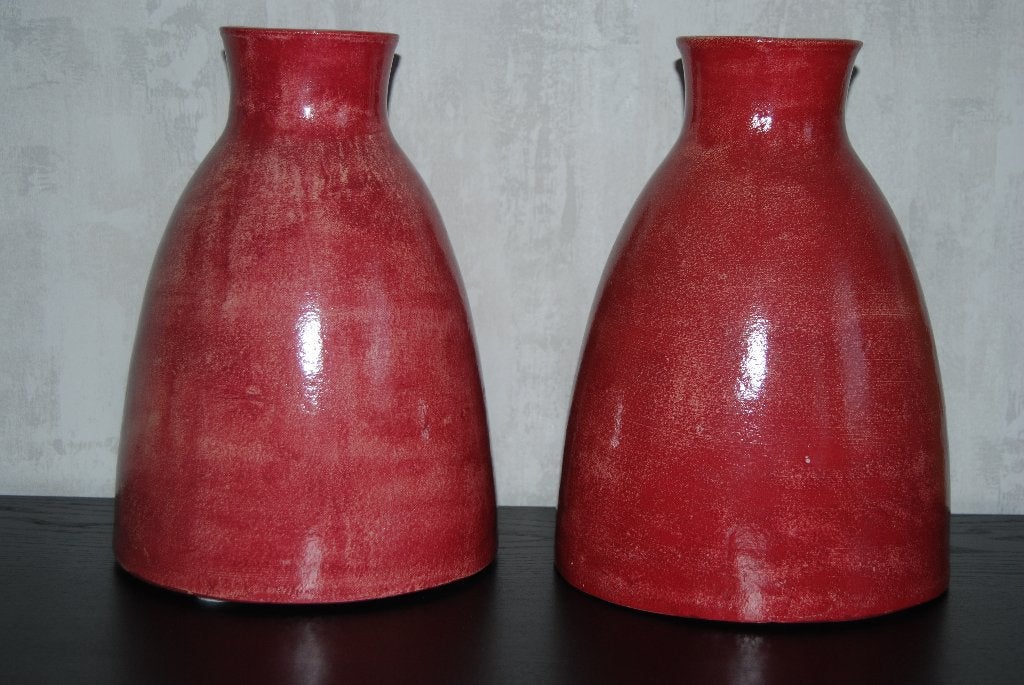 2 Aardewerk Siervazen / Sierpotten, Gebruikt, Rond, Ophalen of Verzenden, Aardewerk