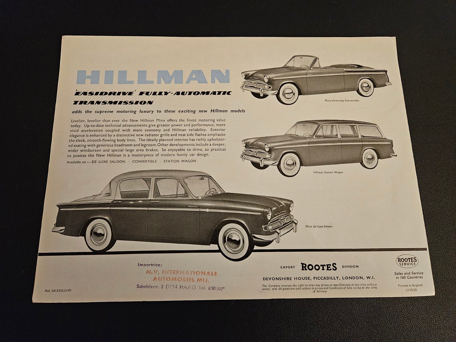 Brochure Hillman Easidrive, Ophalen of Verzenden, Zo goed als nieuw, Overige merken