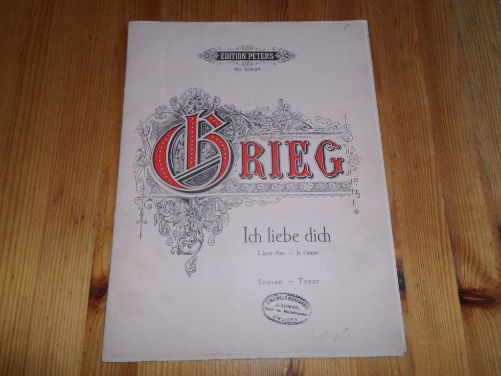 Edvard grieg - ich liebe dich - beliebte lieder - ein traum, Zang, Gebruikt, Klassiek, Ophalen of Verzenden