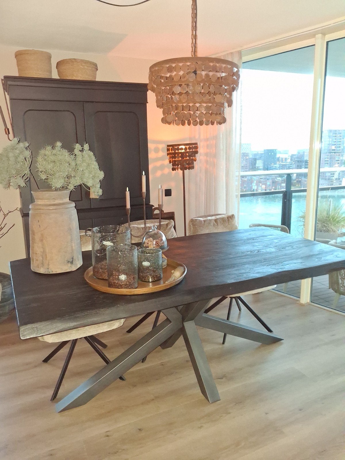 Eettafel zwart boomstam  2.00 meter, Ophalen, 200 cm of meer, 50 tot 100 cm, Zo goed als nieuw