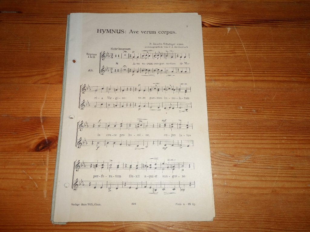 P.a. Schubiger - hymhus ave verum corpus, Gebruikt, Ophalen of Verzenden, Koor, Religie en Gospel