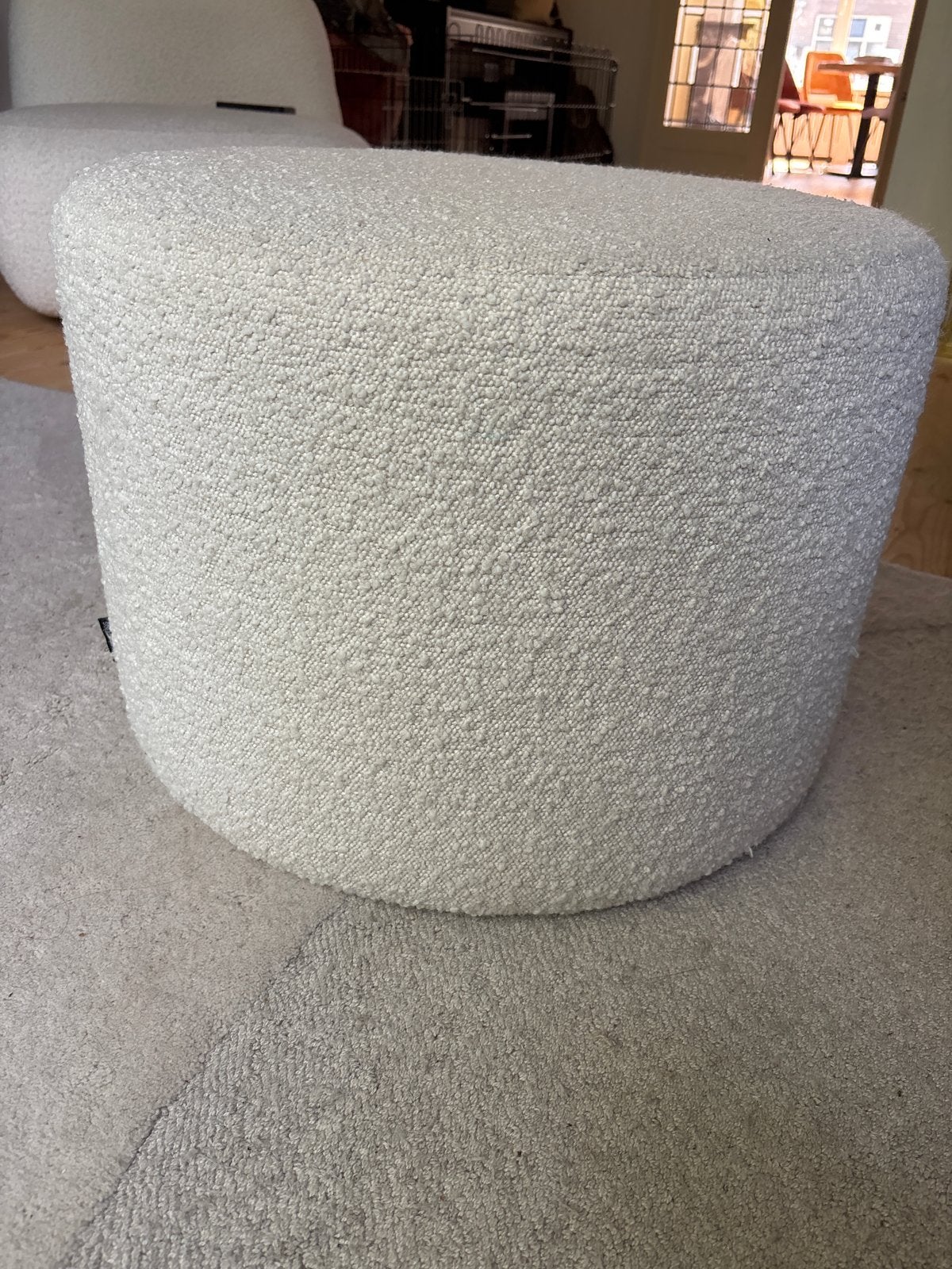 Witte Teddy Poef van Sofa Company, Ophalen, Rond, Zo goed als nieuw, Stof