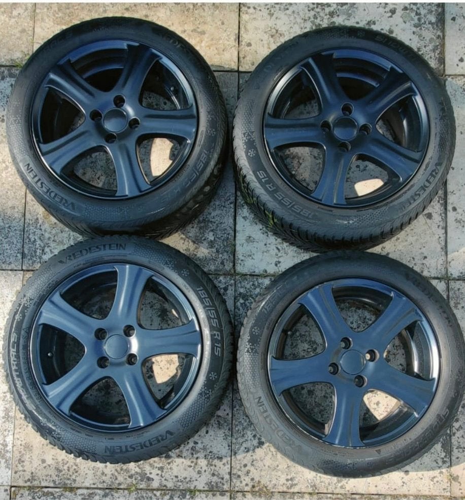 Velgen FIAT 500 - 15 inch met Vredestein Winterbanden, Ophalen, Gebruikt, 15 inch, Banden en Velgen
