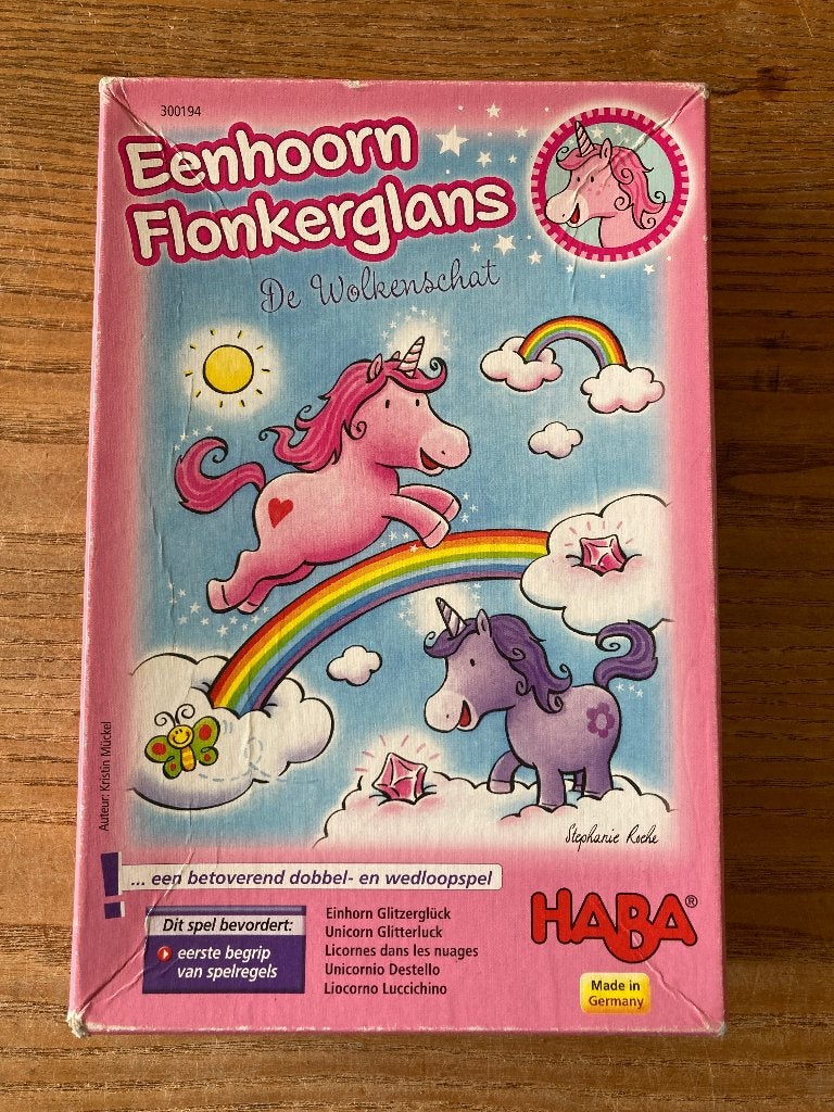Haba - Eenhoorn Flonkerglans - De wolkenschat, Een of twee spelers, Ophalen of Verzenden, Zo goed als nieuw, HABA