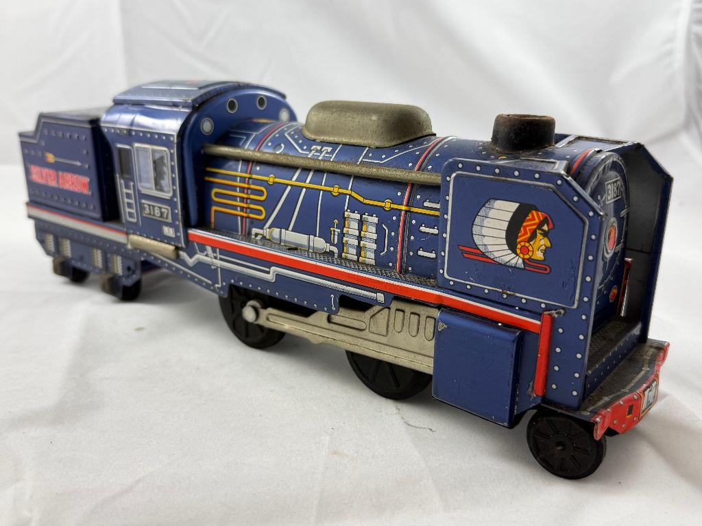 Vintage blikken tenderlocomotief, Overige merken, Gebruikt, Locomotief, Gelijkstroom of Wisselstroom