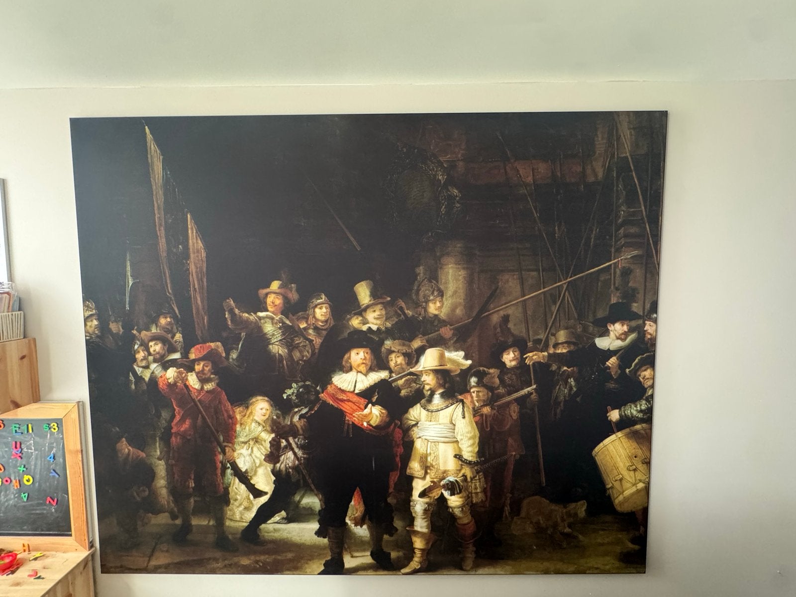 Muso - De Nachtwacht - zwarte lijst -  260x212, Antiek en Kunst, Ophalen, Doek, Portret of Personen, Klassiek