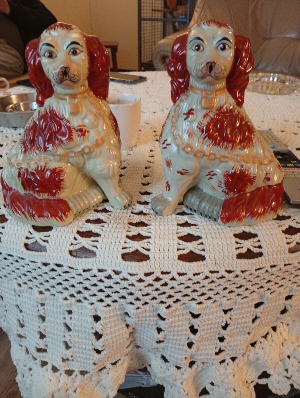 Antieke Staffordshire Honden Beeldjes - Set van 2, Ophalen of Verzenden