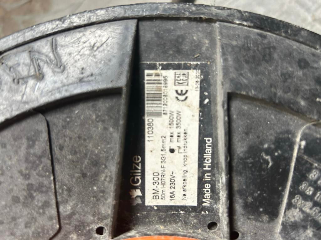 Gilze BM-300 Kabelhaspel 25m H07RN-F 3G1,5mm2, Ophalen, Gebruikt, Kabel of Snoer