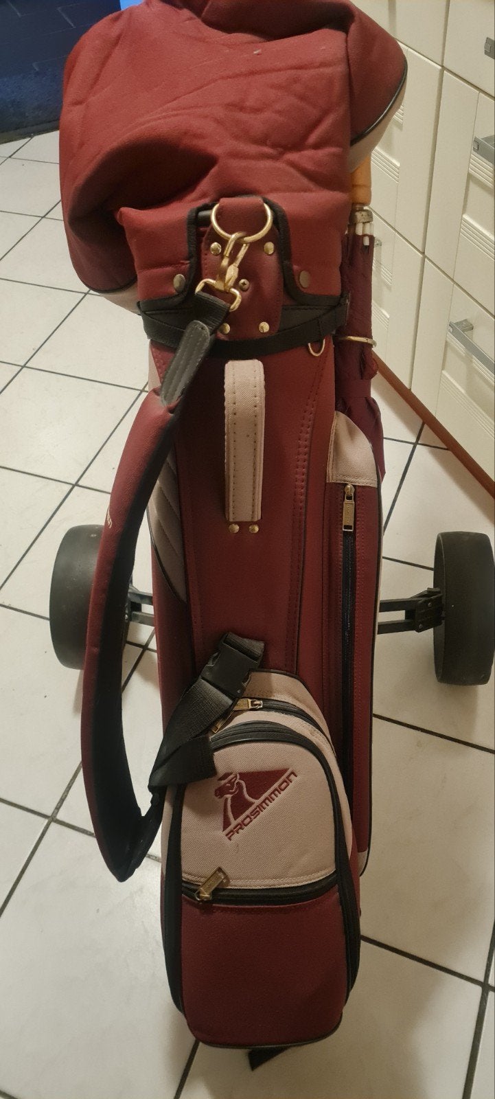 Halve Titleist Golfset  rood met zwarte  trolley, Sport en Fitness, Ophalen, Gebruikt, Set