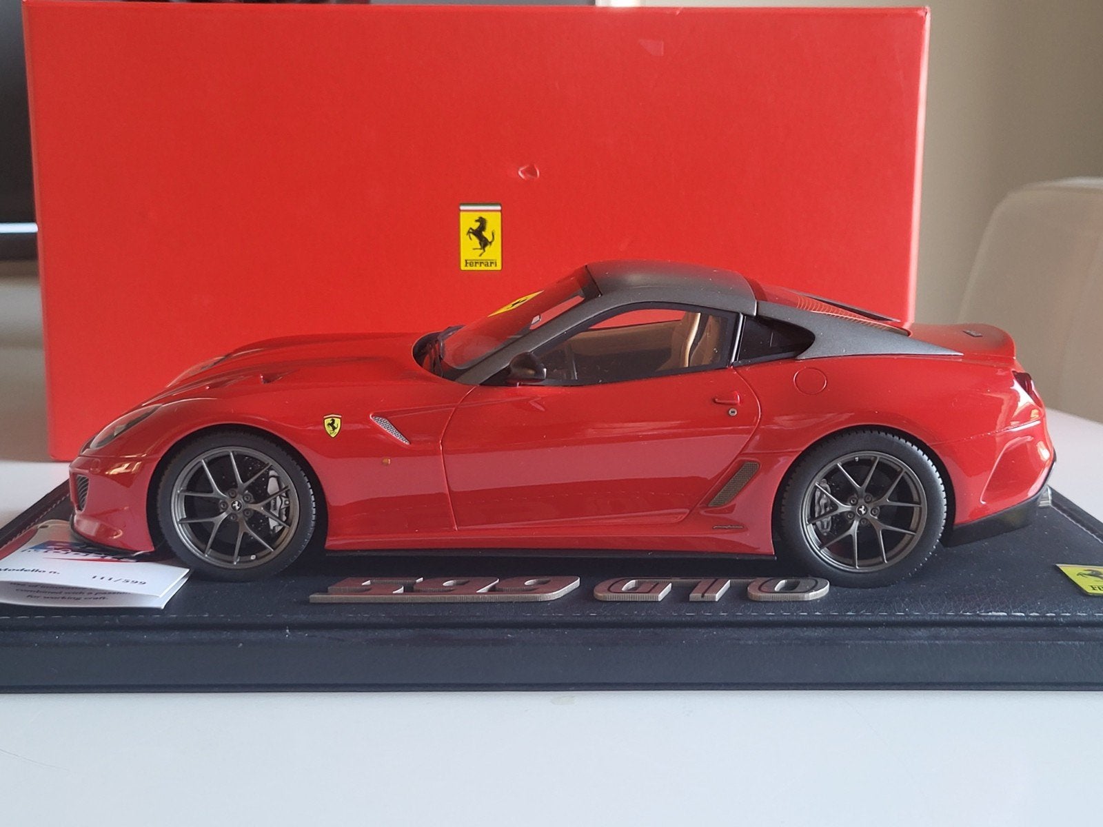 1:18 BBR Ferrari 599 GTO Rosso F1 Matt Grey #111/599, BBR, Auto, Autoart, Ophalen of Verzenden
