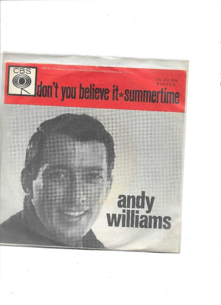 Single Andy Williams - Don't you believe it, Cd's en Dvd's, Ophalen of Verzenden, Gebruikt, 7 inch, Pop