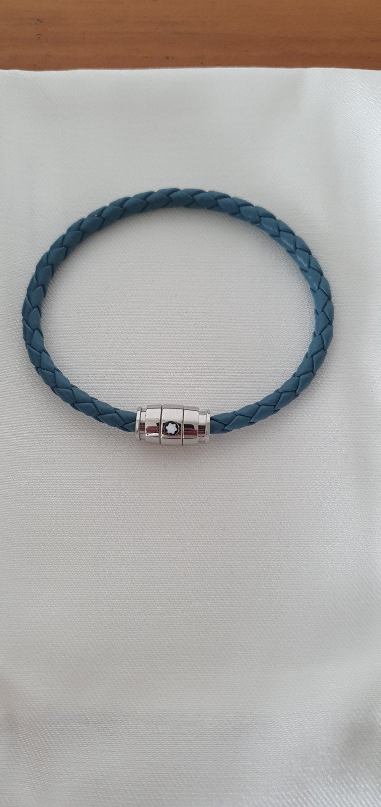 Montblanc armband met drie ringen, gevochten leer, Sieraden, Tassen en Uiterlijk, Ophalen of Verzenden, Zo goed als nieuw, Blauw