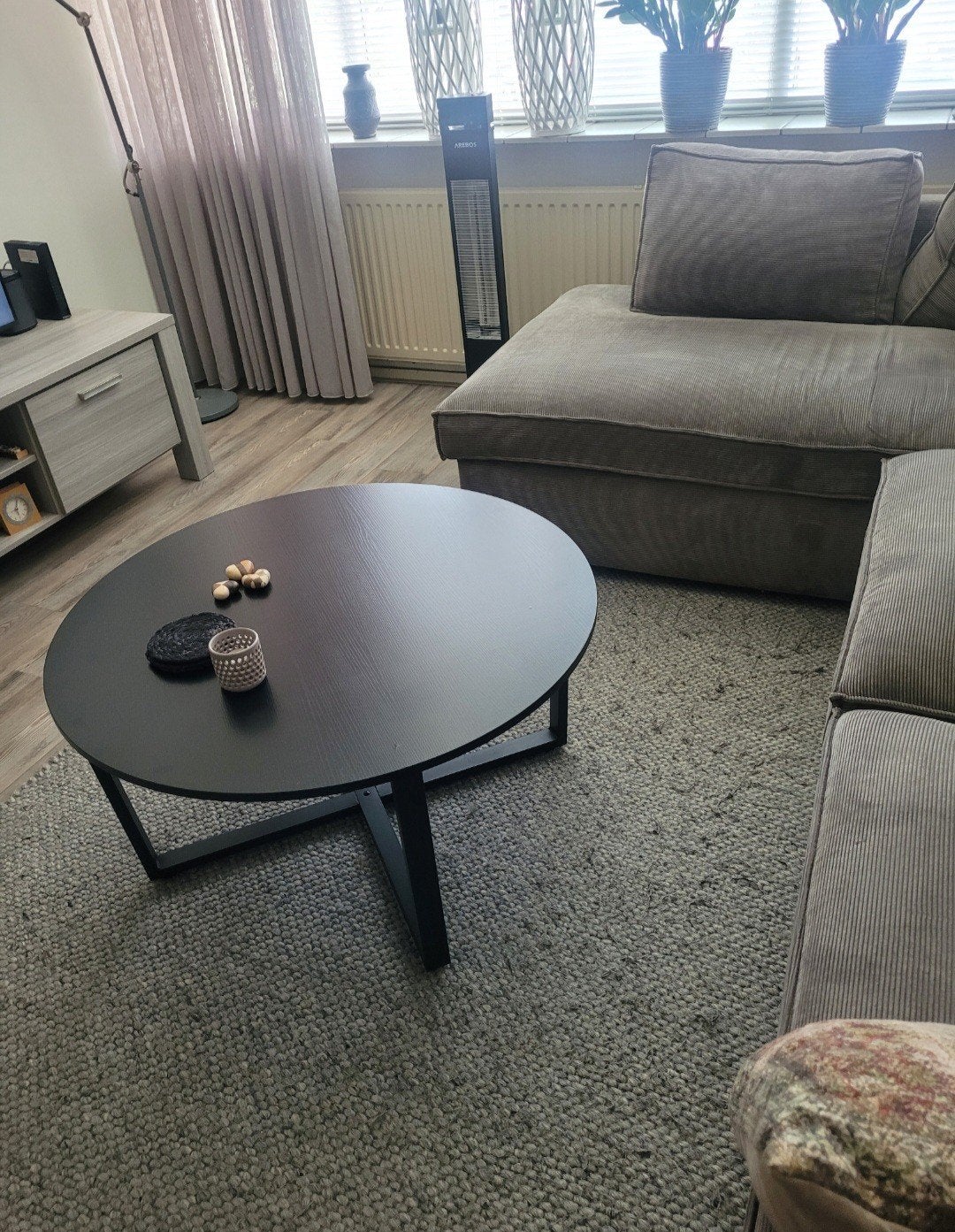 Salontafel zwart 90, Huis en Inrichting, Ophalen, Gebruikt, 50 tot 100 cm, Rond