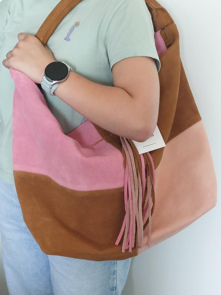 Suède Patchwork tas, Ophalen of Verzenden, Nieuw, Roze, Shopper