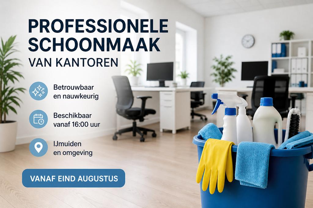 Professionele kantoor schoonmaak – IJmuiden en omgeving, Overige vormen, HBO, Vakantiewerk, Tot en met 24 uur