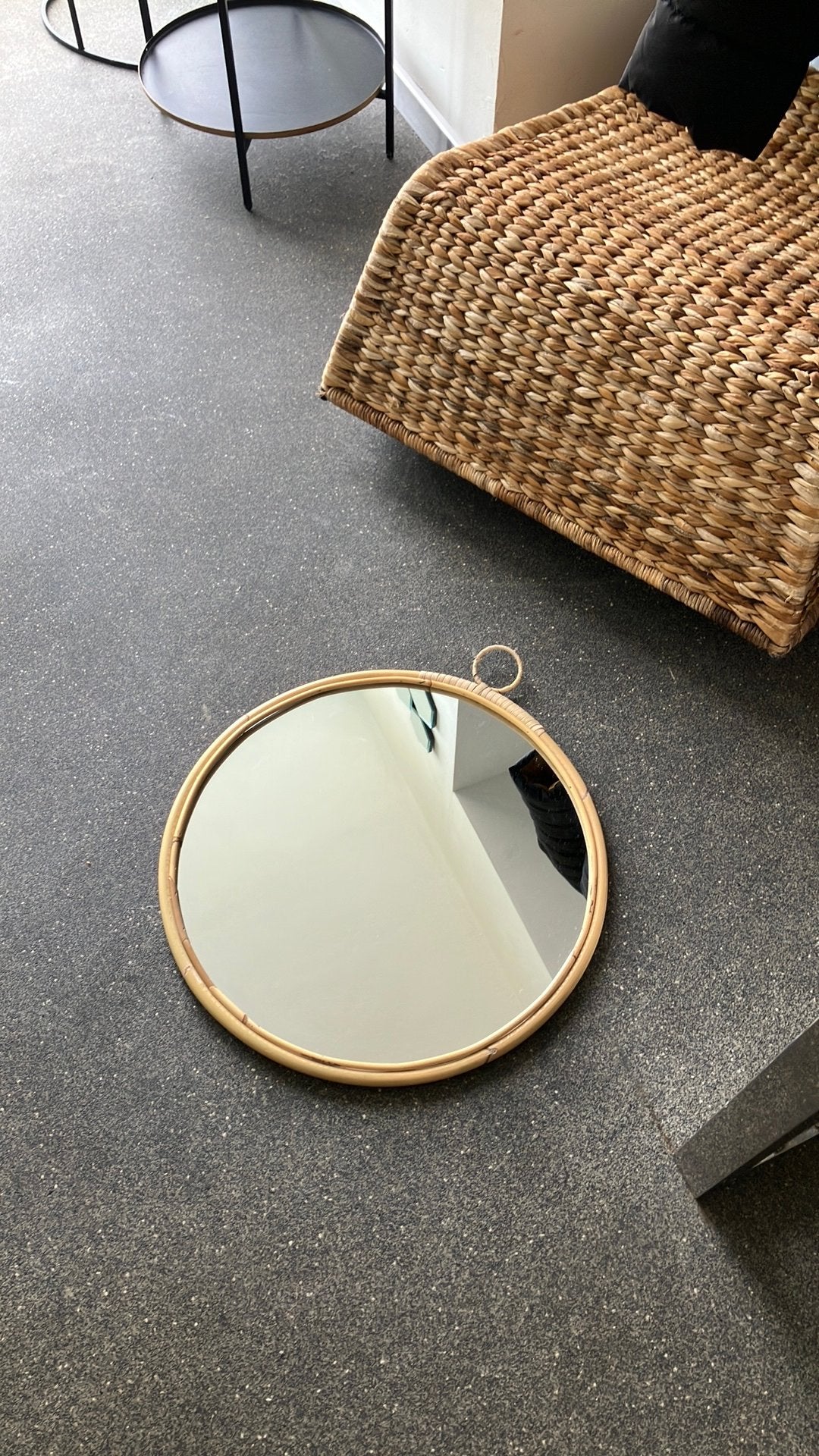 Nieuwe bamboespiegel, Minder dan 50 cm, Rond, Ophalen of Verzenden, Zo goed als nieuw